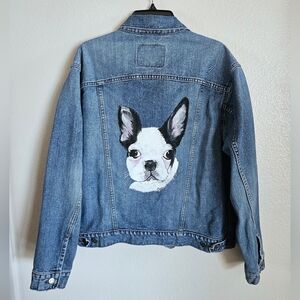Levi's Blue Denim Dog Jacket with Bulldog Design